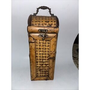 VTG Three HandsCorp. Wine/Liquor Wood BAMBOO ‎ BOTTLE CARRY CASE 3339